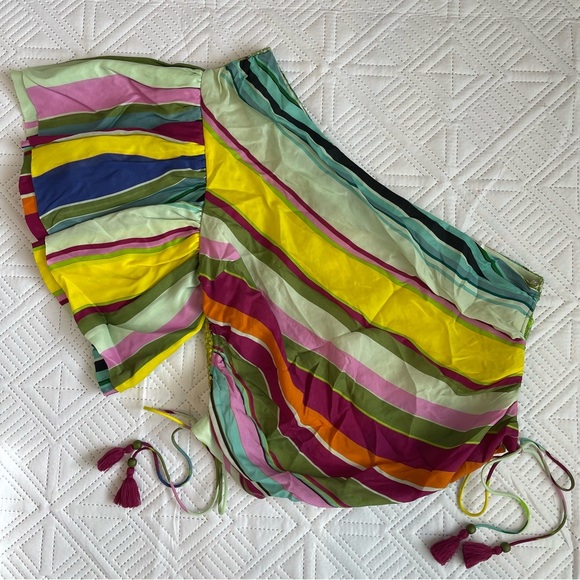 Anthropologie Hope For Flowers One Shoulder Fitted Smocked Back Top Size Medium - Picture 3 of 10